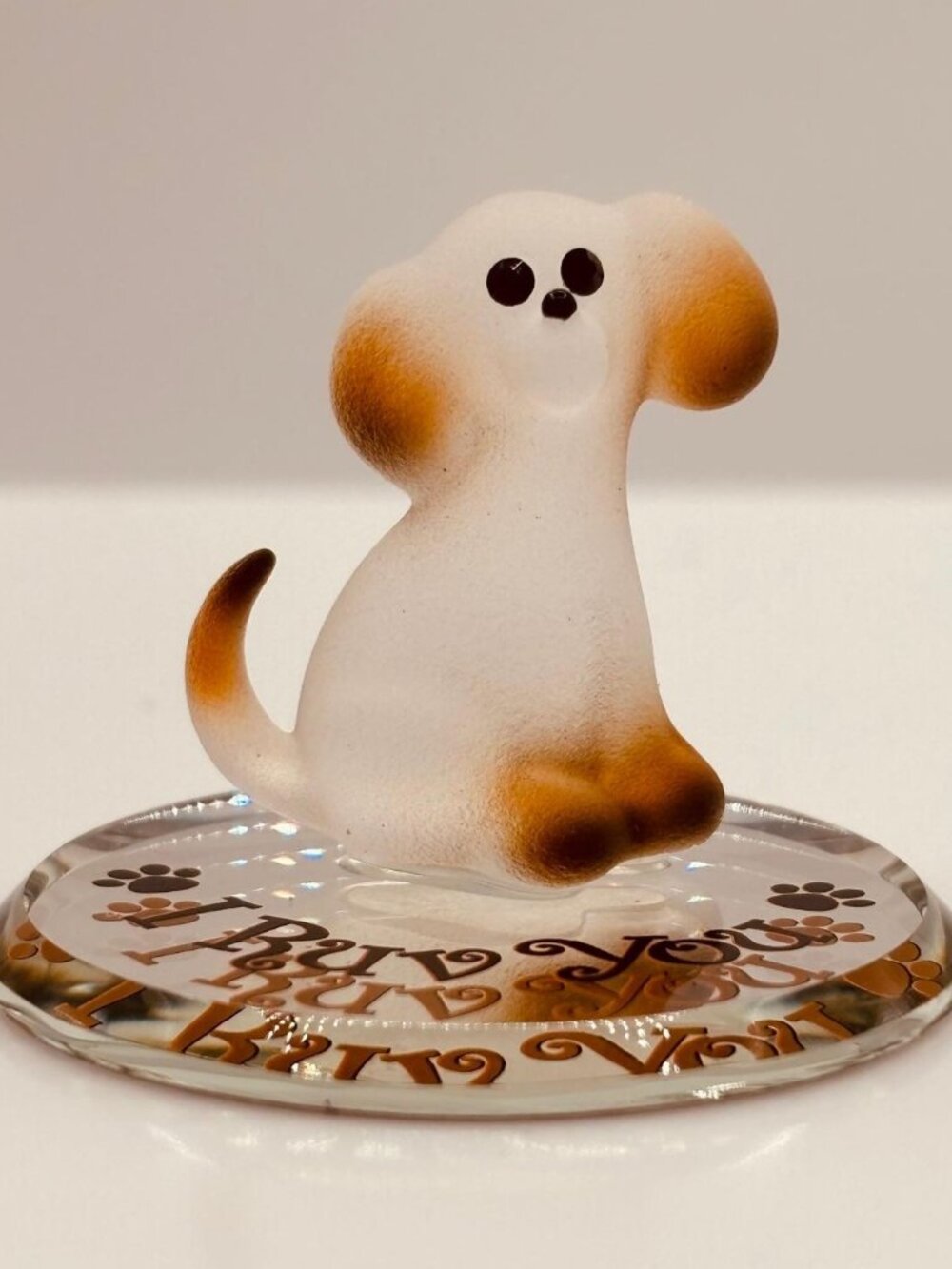 Dog Figurine Glass Puppy Gift for Dog Lover Pet Memorial Mini Animal Collectible